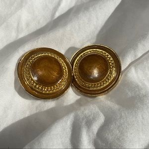 Vintage Clip-On Earrings with Gold and Brown Details